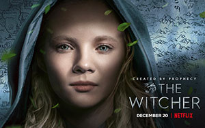 Freya Allan in the poster of american drama web-series `The Witcher`